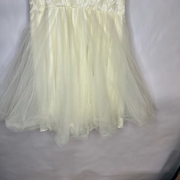 Windsor Cream Lace Tulle Dress, Sleeveless Fit & Flare Formal Party L - Picture 9 of 11